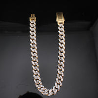 Pulsera Cubana de Oro de 10K Auténtico con Corte de Diamante