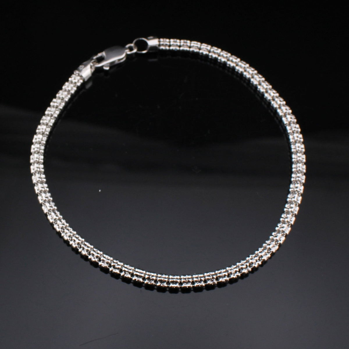 Pulsera de cadena de hielo de 3,4 mm de oro blanco de 10K auténtico