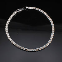 Pulsera de cadena de hielo de 3,4 mm de oro blanco de 10K auténtico