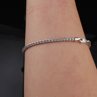 Pulsera de cadena de hielo de 3,4 mm de oro blanco de 10K auténtico