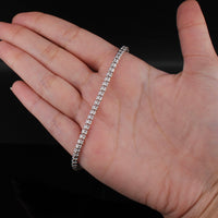 Pulsera de cadena de hielo de 3,4 mm de oro blanco de 10K auténtico