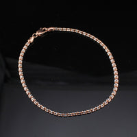 Pulsera de cadena con eslabones de oro rosa de 10K auténtico de 2,5 mm