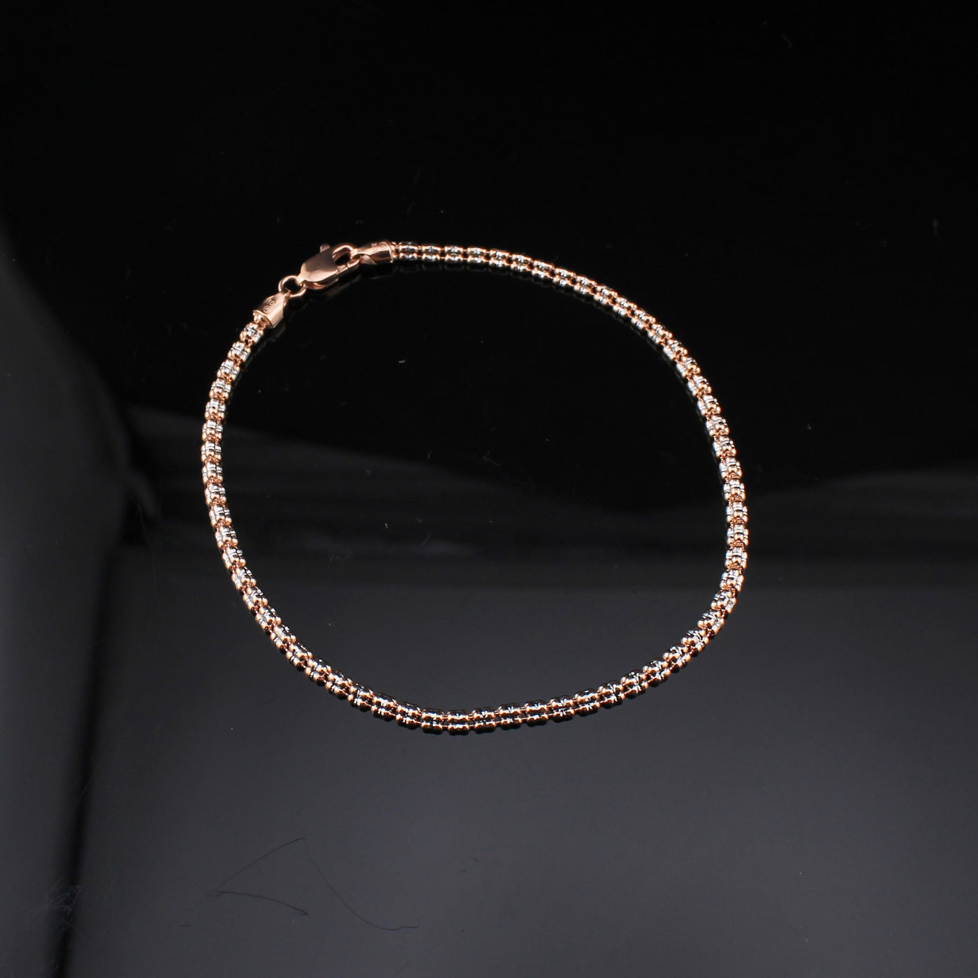 10K Rose Gold Ice Chain Bracelet 2.5mm