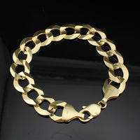 Pulsera Cubana de Oro Real de 14K y 15mm