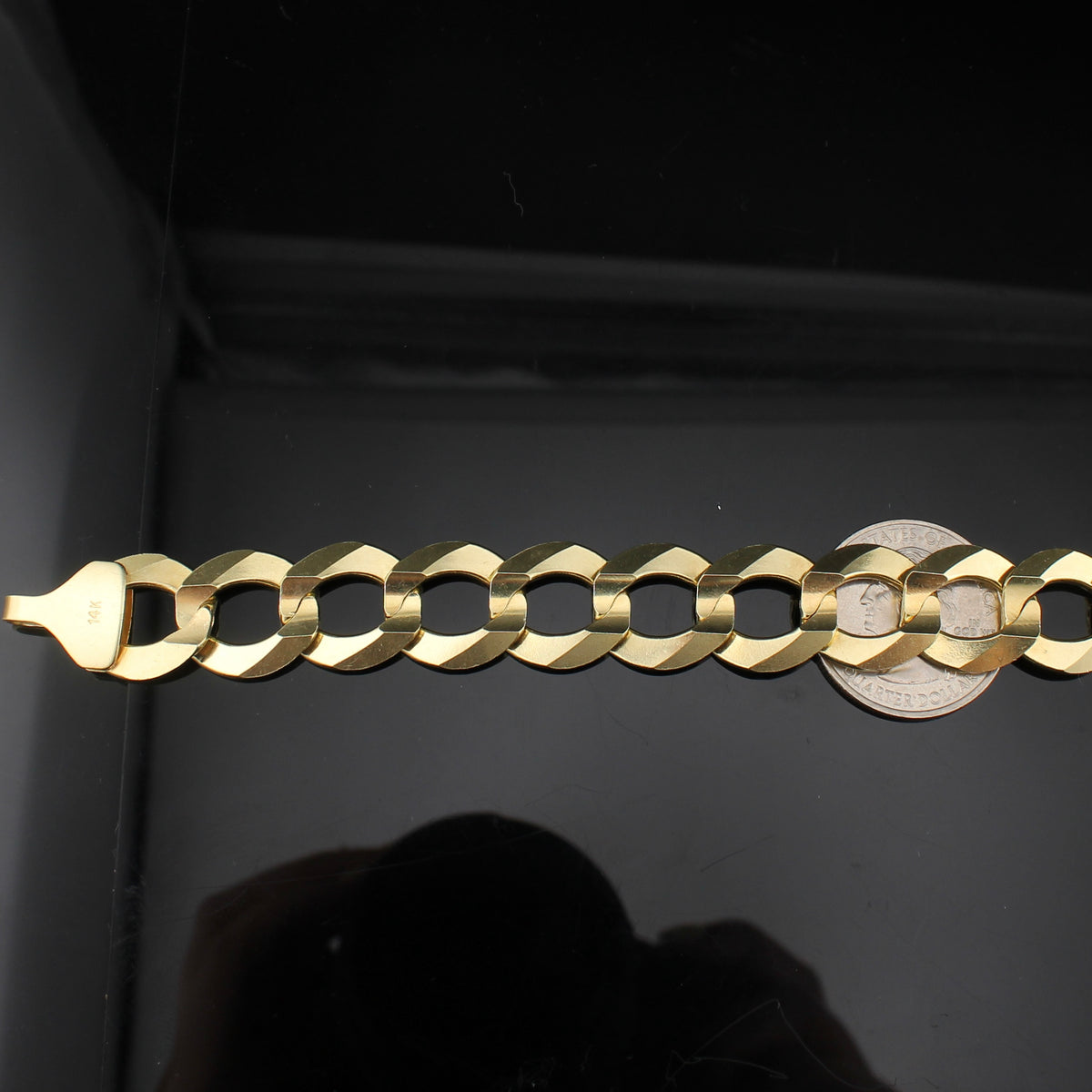 Pulsera Cubana de Oro Real de 14K y 15mm