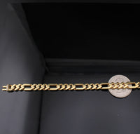 Pulsera estilo Monoco Figaro de oro de 14K de 6.5mm auténtico