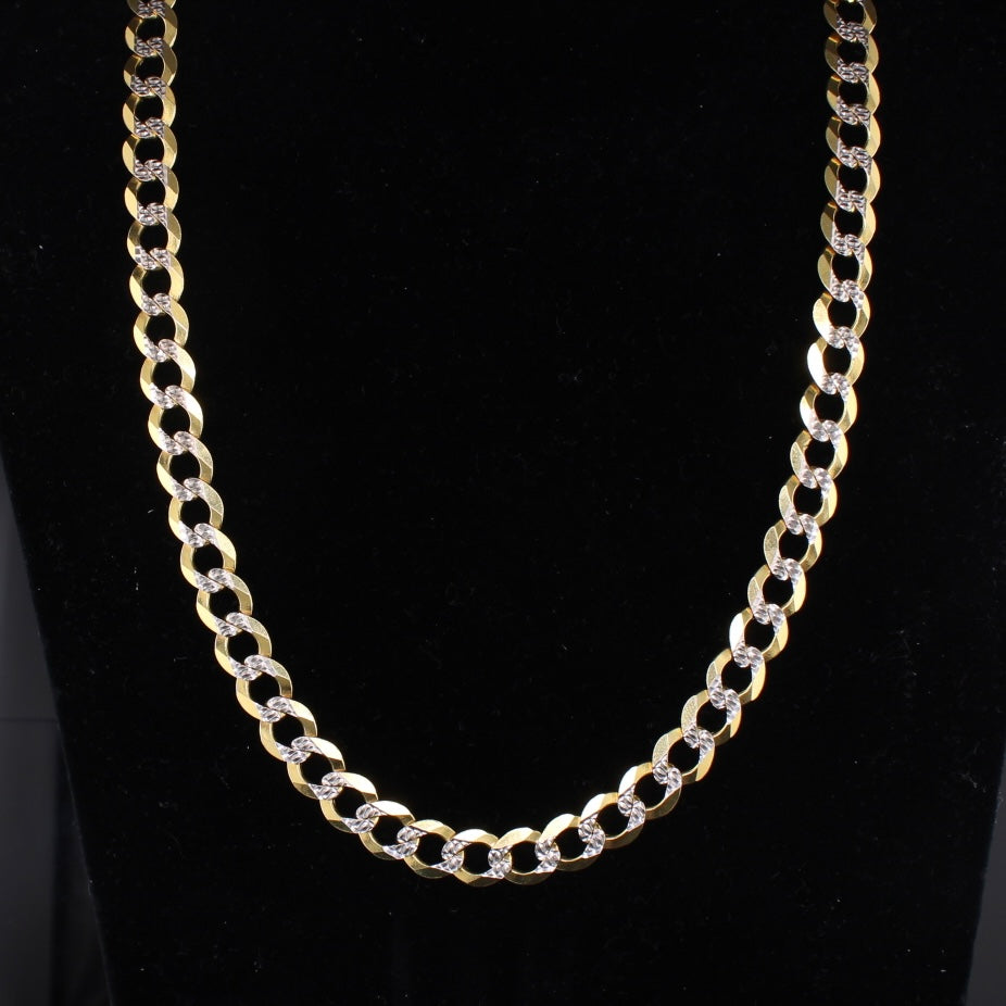 Cadena cubana de oro de 14K genuino con corte diamante de 9.5mm
