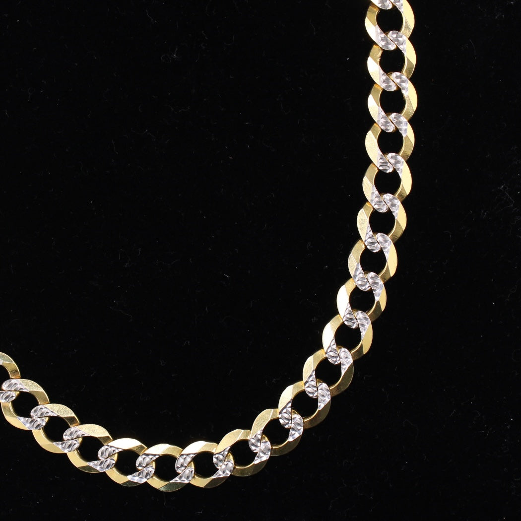 Cadena cubana de oro de 14K genuino con corte diamante de 9.5mm