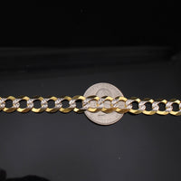 Cadena cubana de oro de 14K genuino con corte diamante de 9.5mm