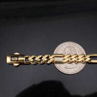 Pulsera estilo Monoco Figaro de oro de 14K de 6.5mm auténtico