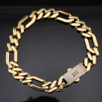 Pulsera de oro de 14 quilates de 8 mm, estilo Figaro Mónaco