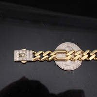 Pulsera de oro de 14 quilates de 8 mm, estilo Figaro Mónaco