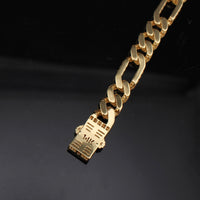 Pulsera de oro de 14 quilates de 8 mm, estilo Figaro Mónaco