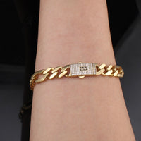 Pulsera de oro de 14 quilates de 8 mm, estilo Figaro Mónaco