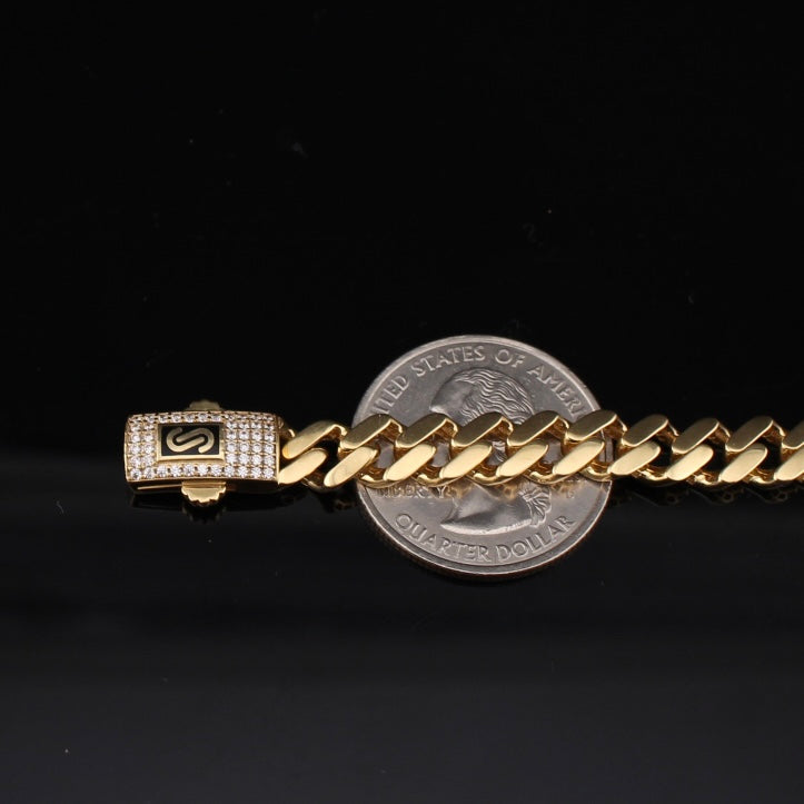 Real 14K Gold 6.5mm Cuban Monoco Style Bracelet