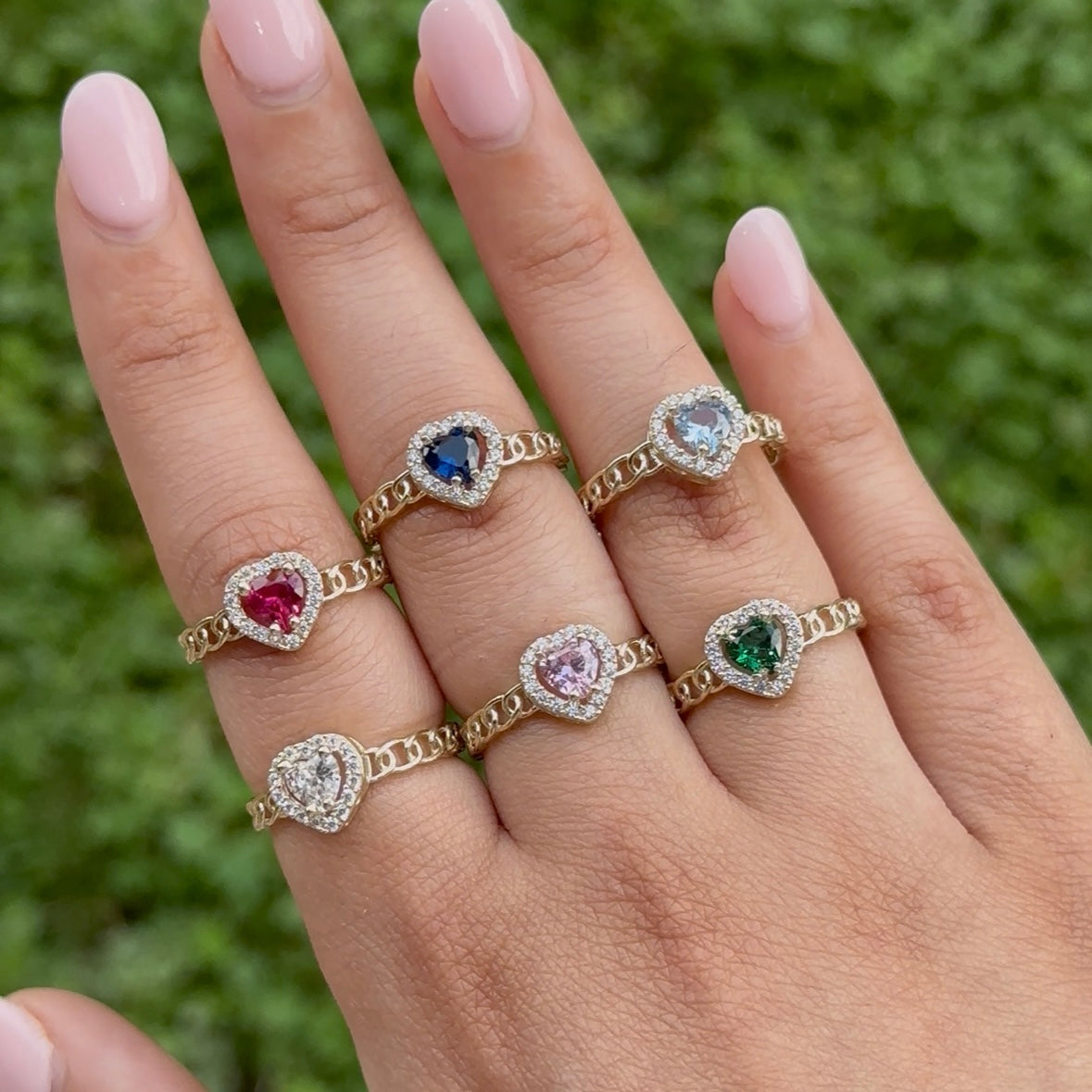 Real 10K Gold Heart Birthstone Ring