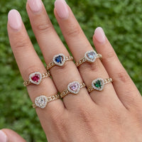 Real 10K Gold Heart Birthstone Ring