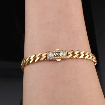 14K Gold Cuban Monoco Style Bracelet 6.5mm