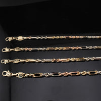 Real 14K Tri-Color Gold 3mm Milano Bracelet