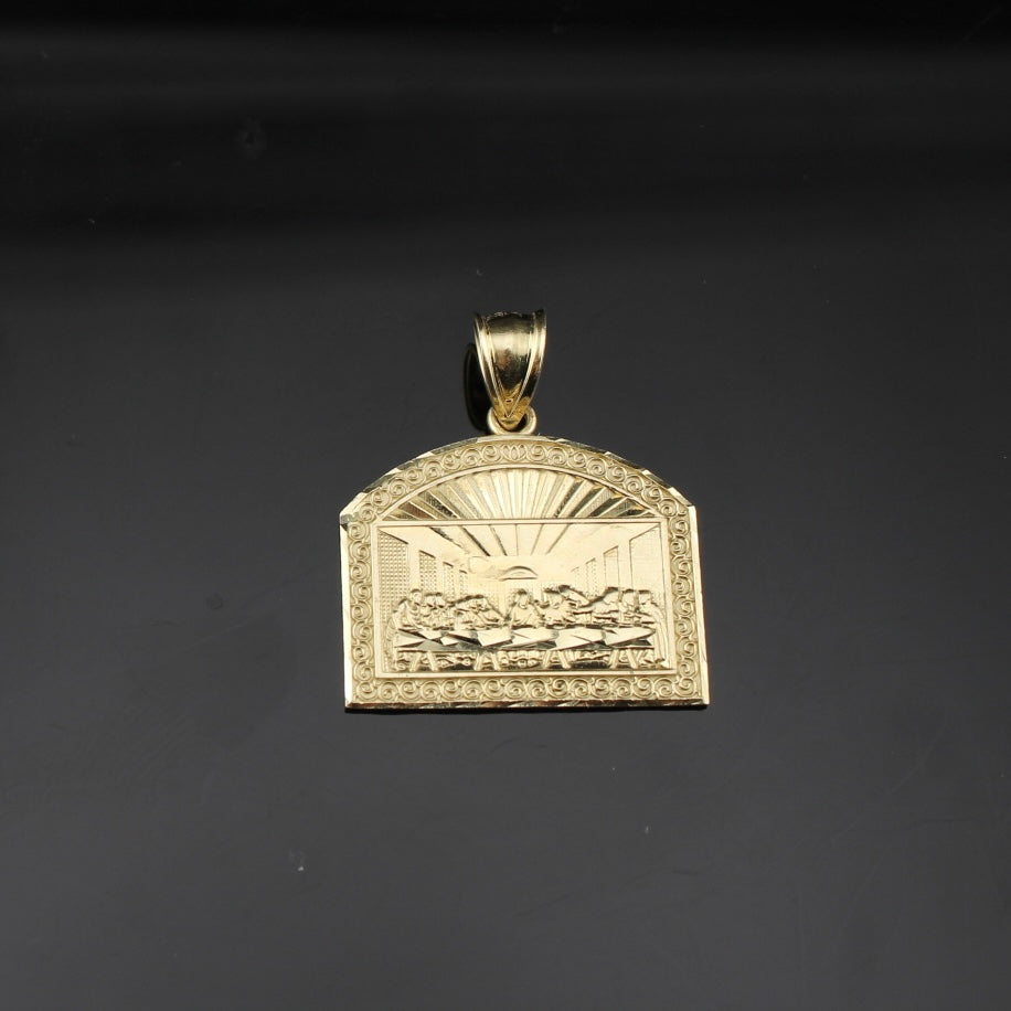 Colgante de la Última Cena de oro de 10K auténtico