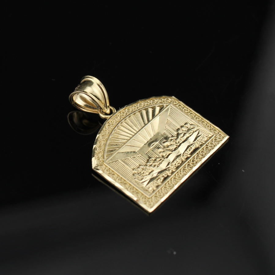 Colgante de la Última Cena de oro de 10K auténtico