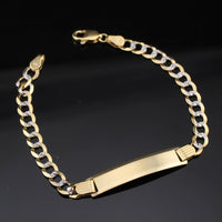 Pulsera de identificación cubana con corte de diamante de oro de 10K real