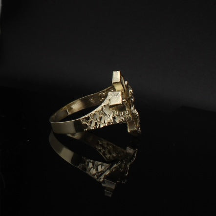 10K Real Gold Crucifix Cross Ring - detail view - ICEbyAK