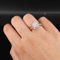 Anillo de oro de 10K con diamantes para mujer