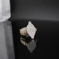 Anillo de Oro 10K auténtico con Diamantes en Forma de Marquesa