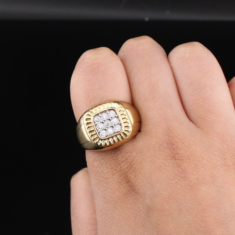 Real 10K Gold Diamond Mens Ring