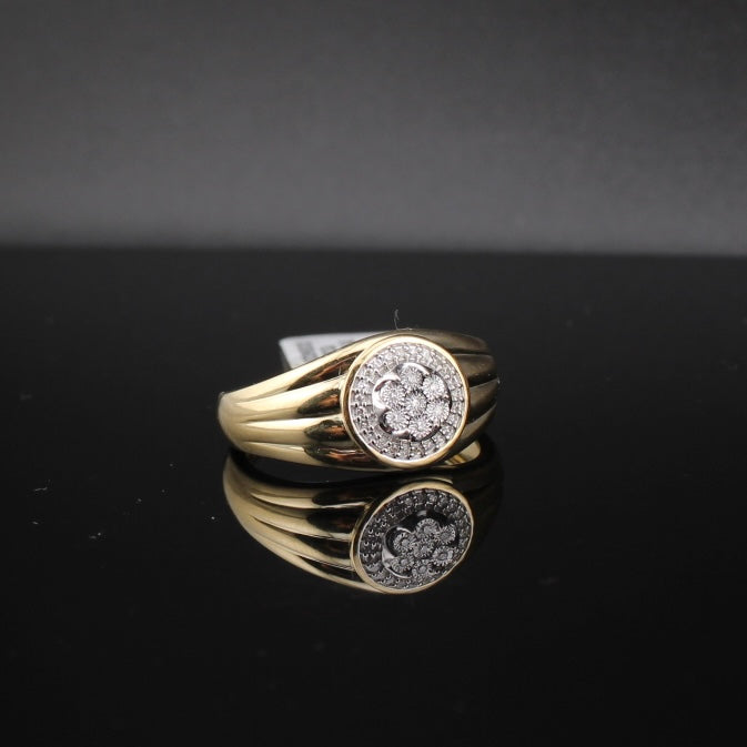 Anillo de oro de 10K auténtico con diamante para hombre