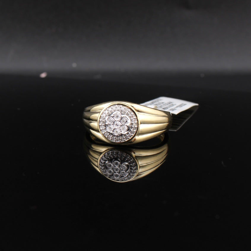 Anillo de oro de 10K auténtico con diamante para hombre
