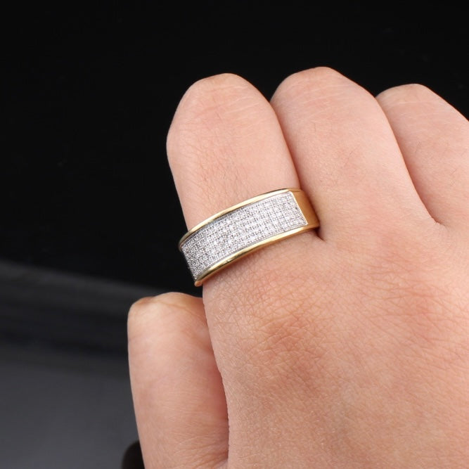 Anillo de hombre de oro de 10K y diamantes auténticos