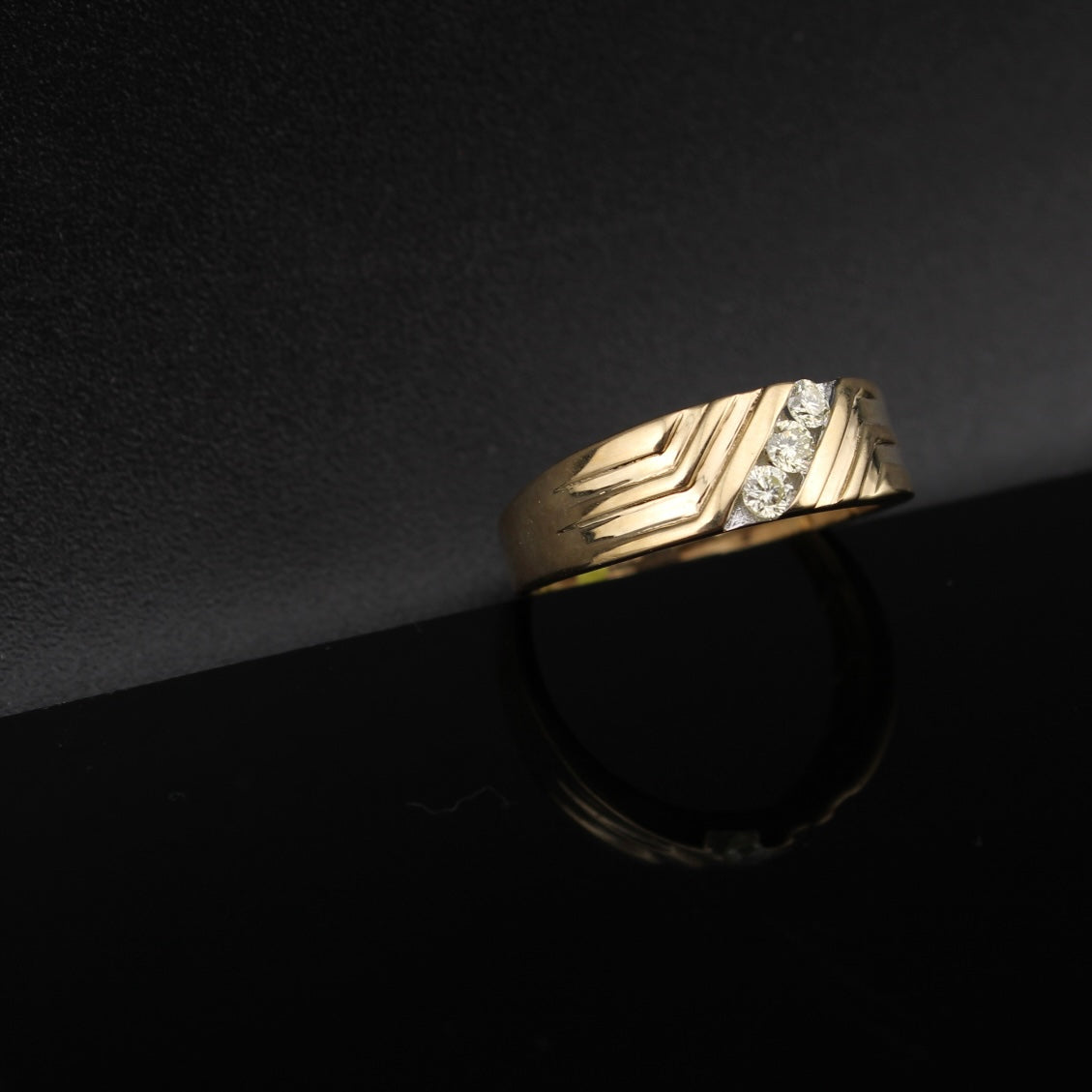 Real 10K Gold Diamond Mens Band