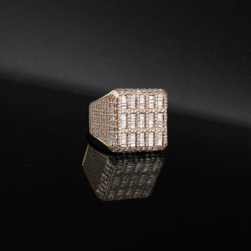 Real 10K Gold Big Diamond Men's Ring