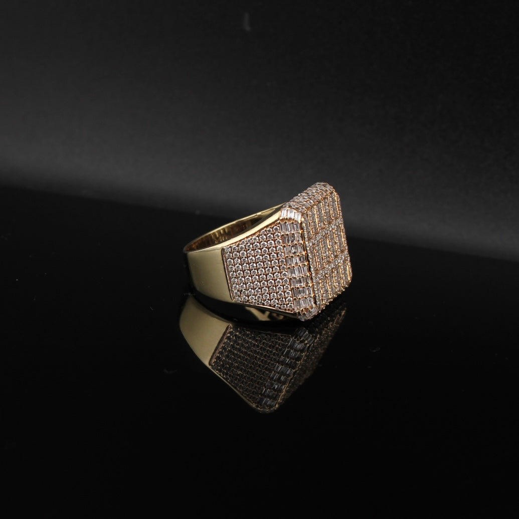 Real 10K Gold Big Diamond Men's Ring
