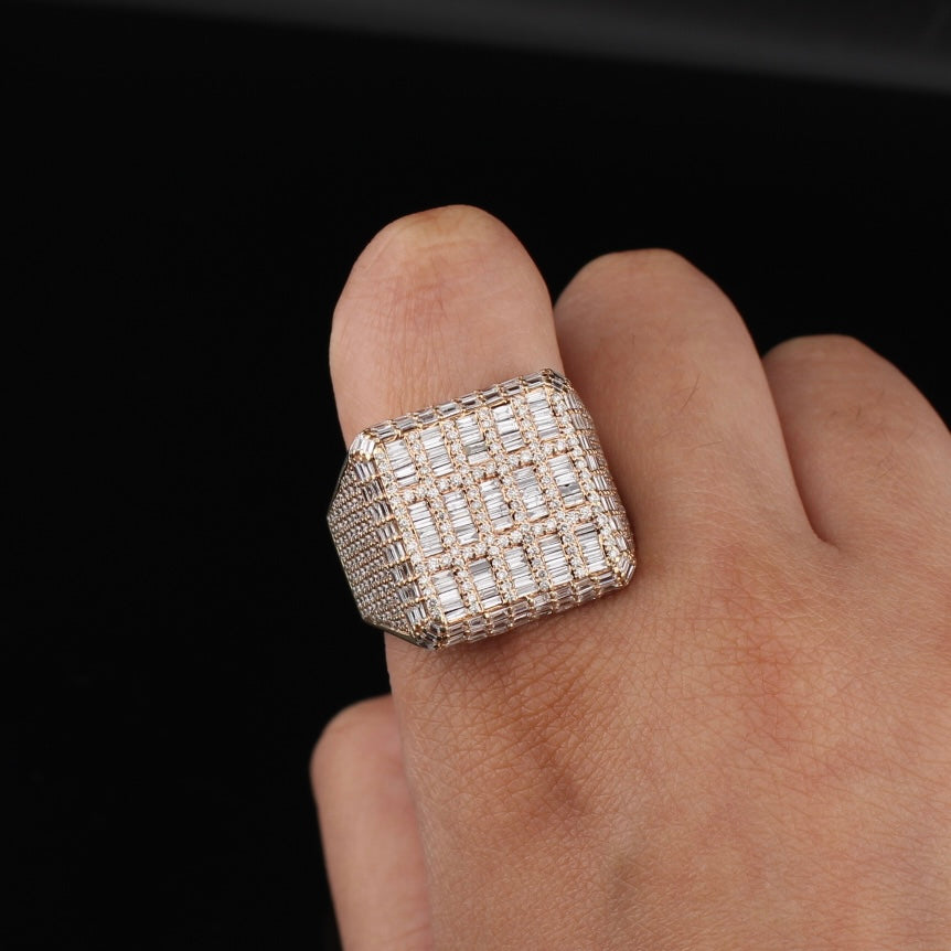 Real 10K Gold Big Diamond Men's Ring