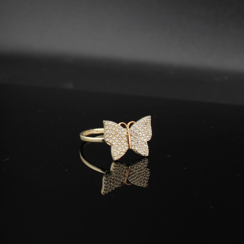 Anillo de mariposa de oro de 10K auténtico