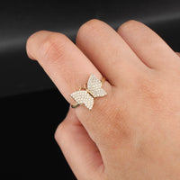 Anillo de mariposa de oro de 10K auténtico