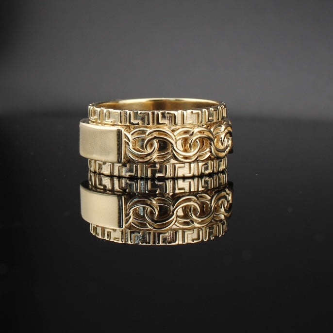 Real 10K Gold Rotating Mens Chino ID Rings
