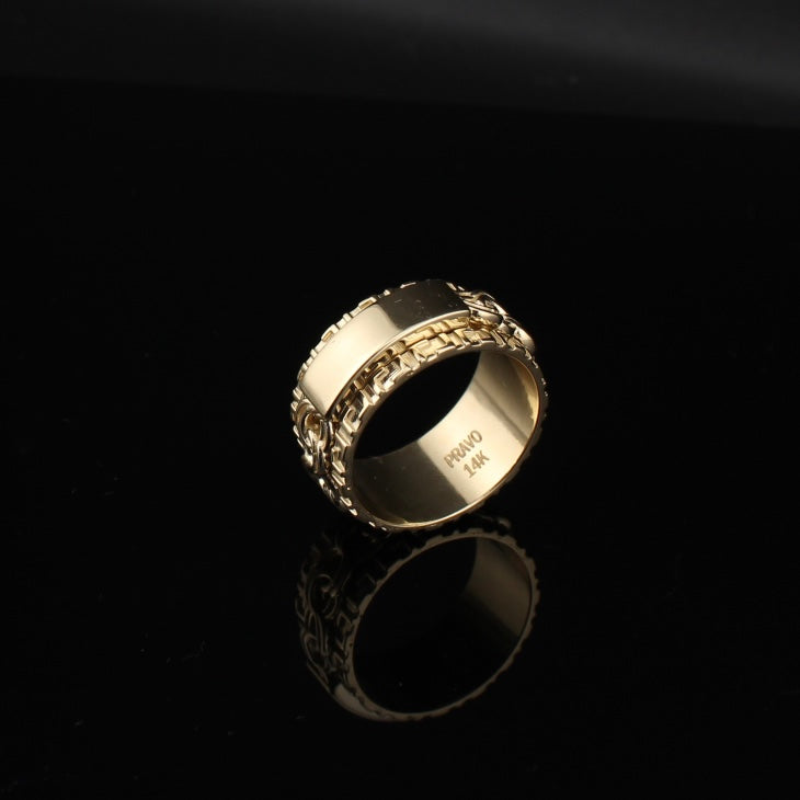 Real 10K Gold Rotating Mens Chino ID Rings