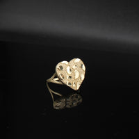 Anillo de oro macizo de 10 quilates con forma de corazón, pequeño