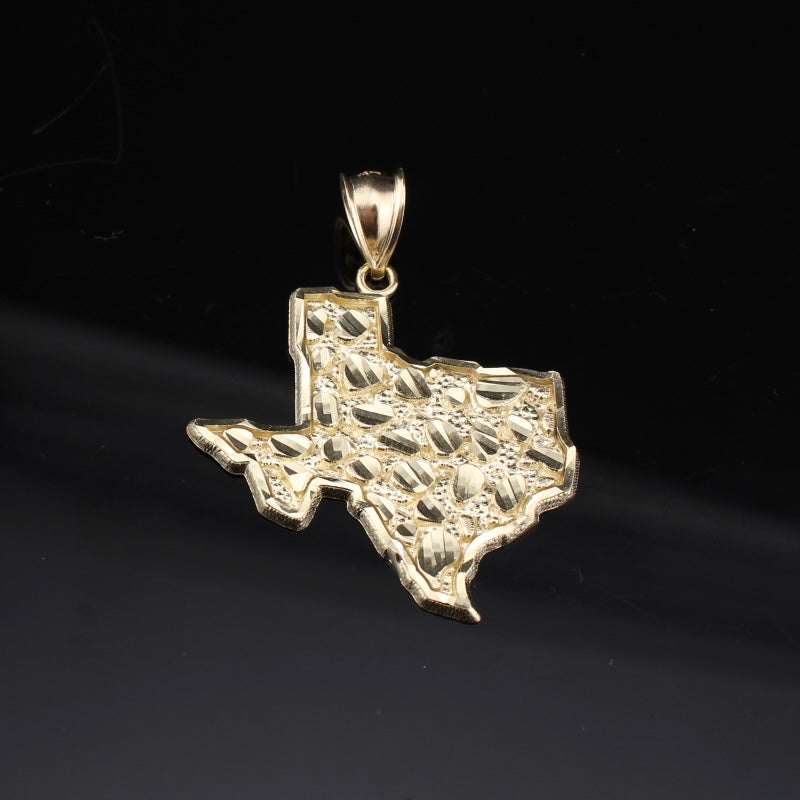 Real 10K Gold Texas Nugget Pendant