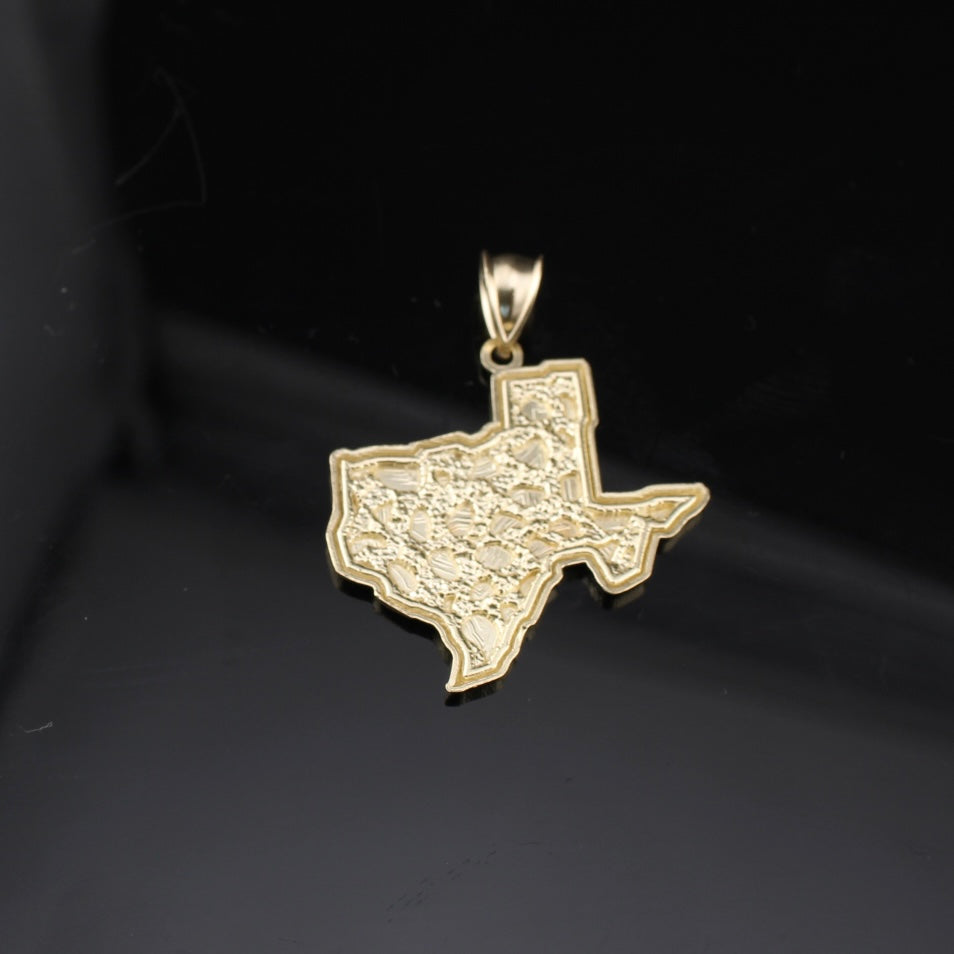 Real 10K Gold Texas Nugget Pendant