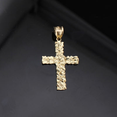 10K Gold Nugget Cross Pendant
