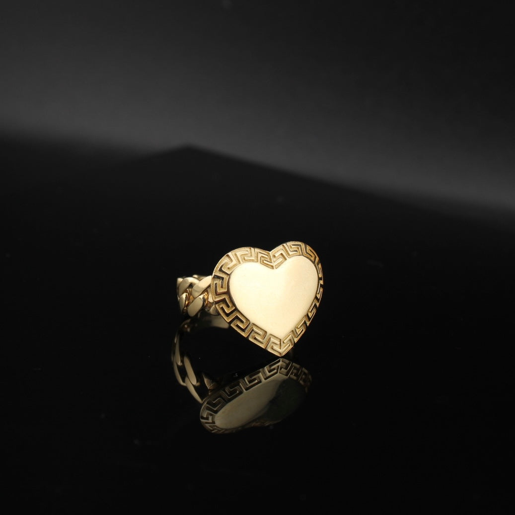 Anillo de corazón de oro auténtico de 14K