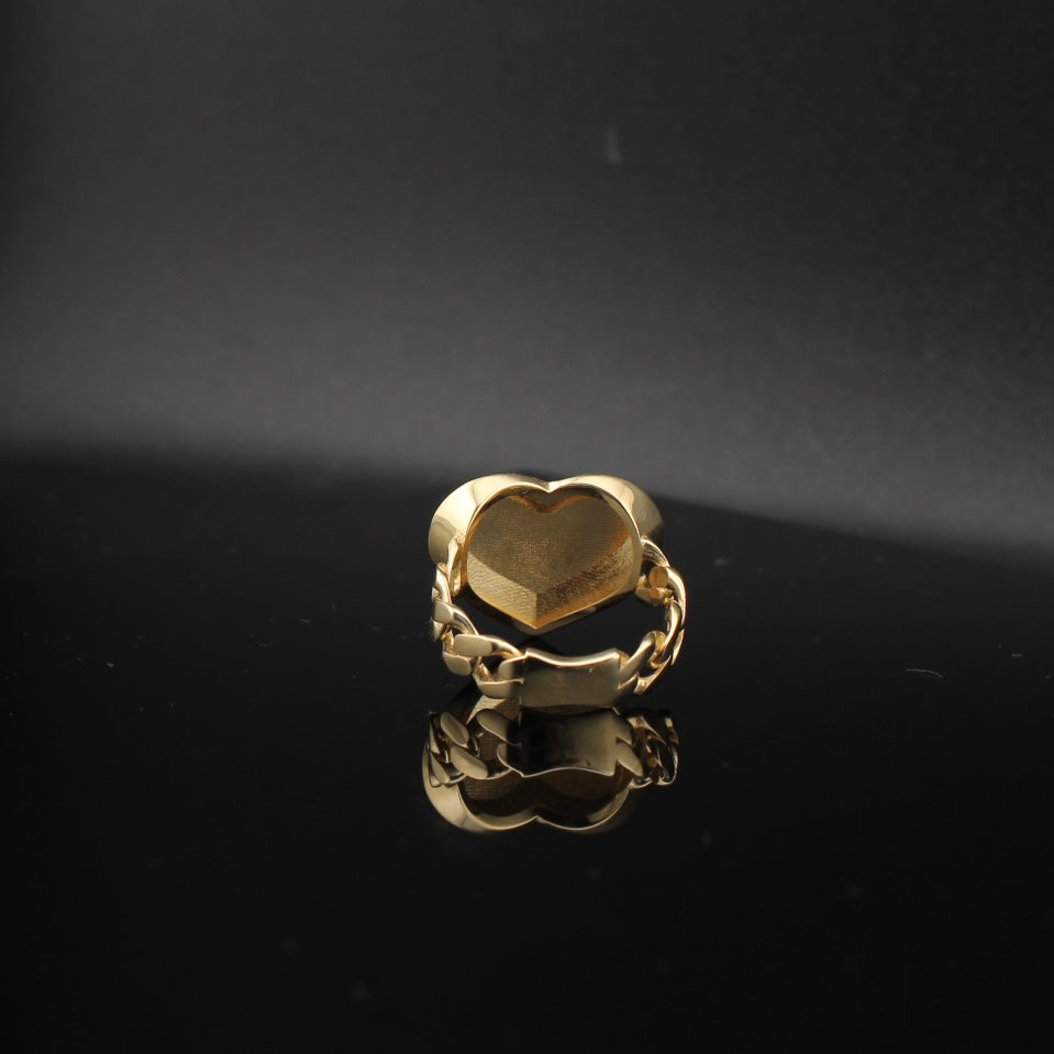 Anillo de corazón de oro auténtico de 14K