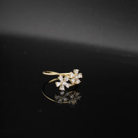 Anillo floral de oro de 14 quilates auténtico