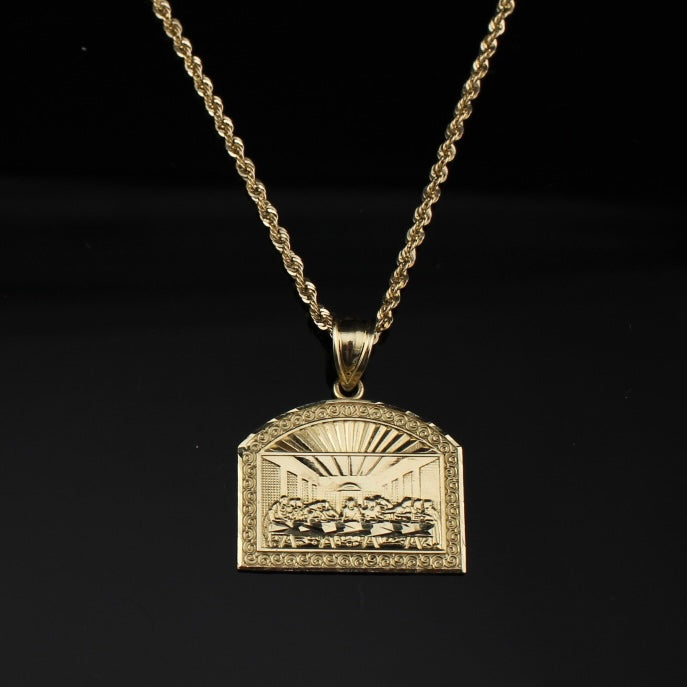 Real 10K Gold Last Supper Pendant & Chain