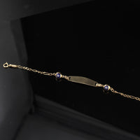 Real 10K Gold Baby Evil Eye Figaro Bracelet